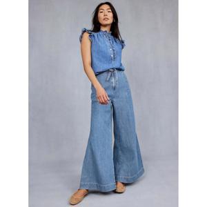 Mint Velvet Mid Indigo Tie Waist Wide Jeans